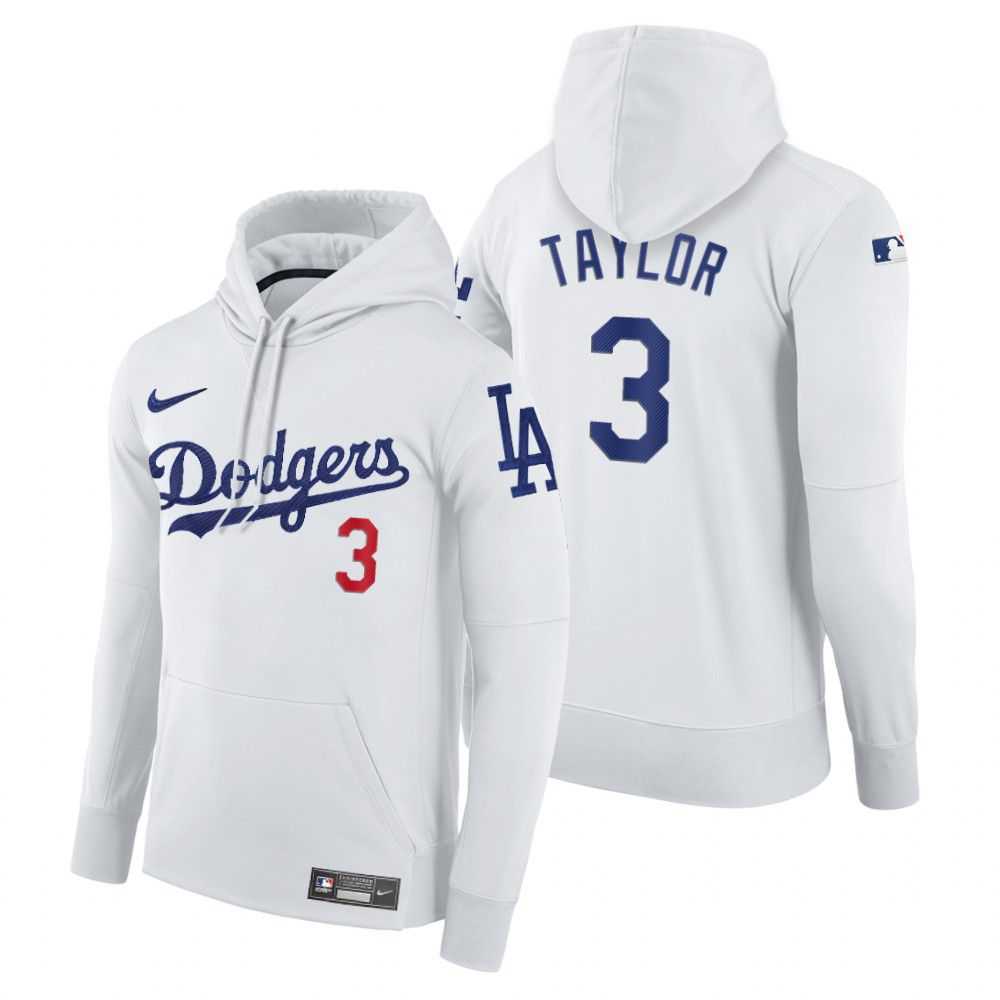 Men Los Angeles Dodgers 3 Taylor white home hoodie 2021 MLB Nike Jerseys